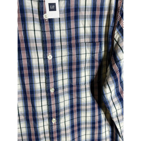 Gap Standard Fit Button Down Shirt Mens Size Medium Blue Plaid Chest Pocket NWT - Picture 4 of 10